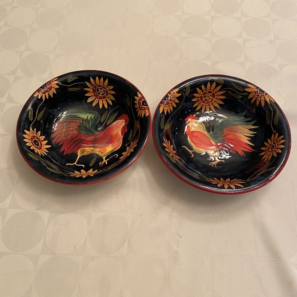 2 CERTIFIED INTERNATIONAL Susan Winget Sunrise Rooster  salad plates 8.5”